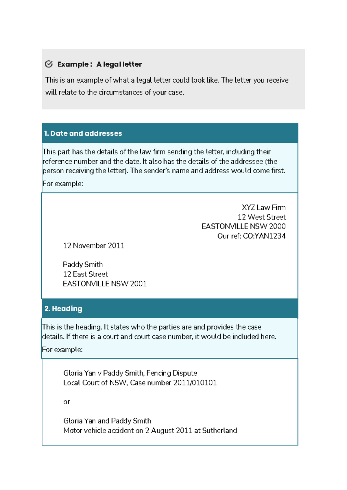Example - A legal letter - Example : A legal letter This is an example ...