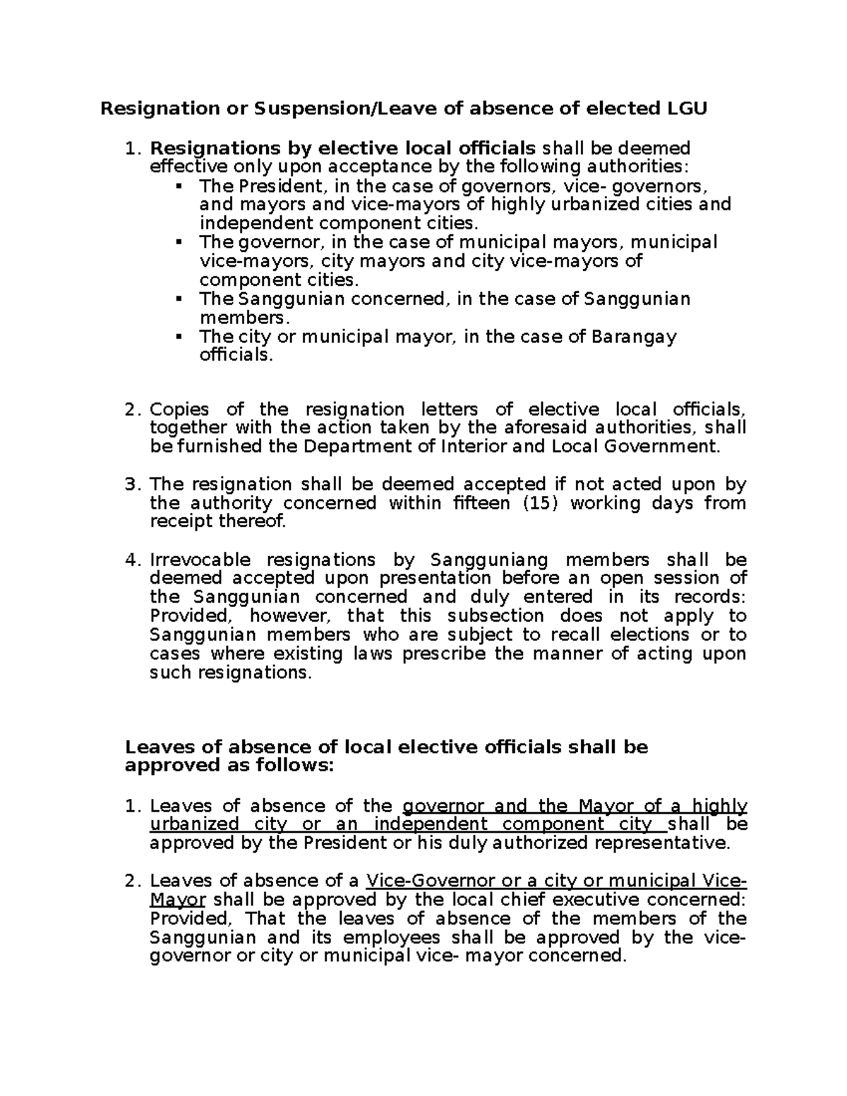 Resignation or Suspension Resignation or Suspension/Leave of absence