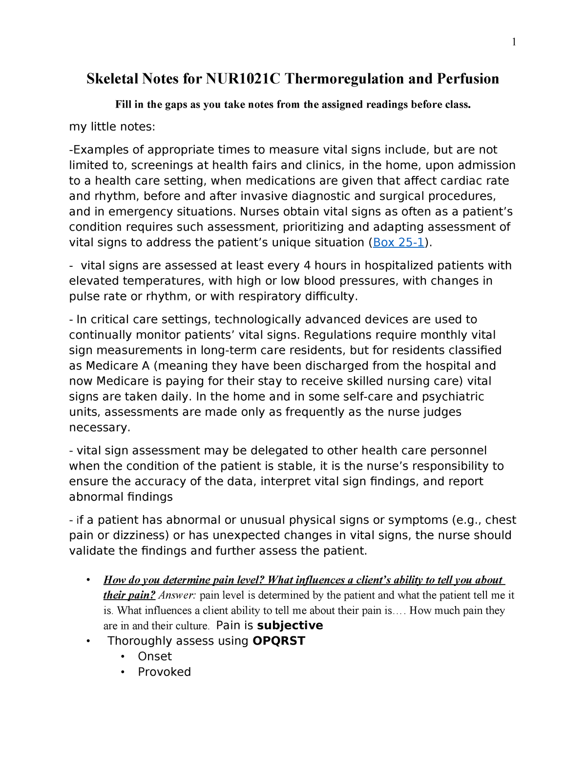 Clean Study Guide Test 3 - Skeletal Notes For NUR1021C Thermoregulation ...