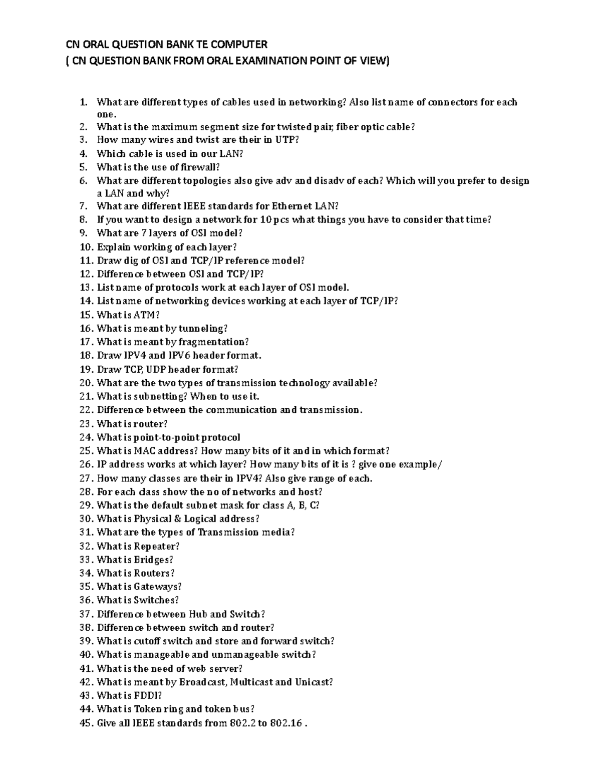 Oral-questions-cn - computer networks and security practice questions ...