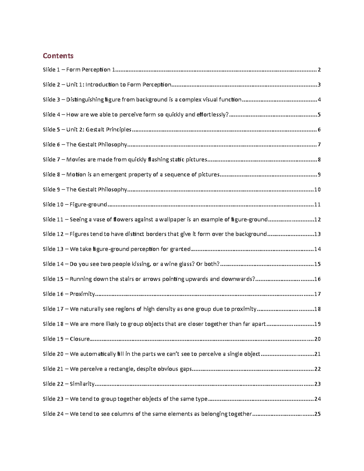 09-Form Perception 1-transcript - Contents Slide 1 – Form Perception ...