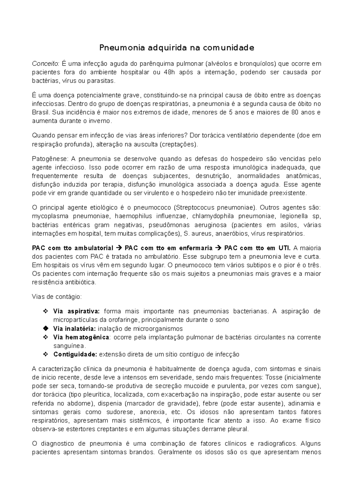 Pneumonia adquirida na comunidade - Pneumonia adquirida na comunidade ...