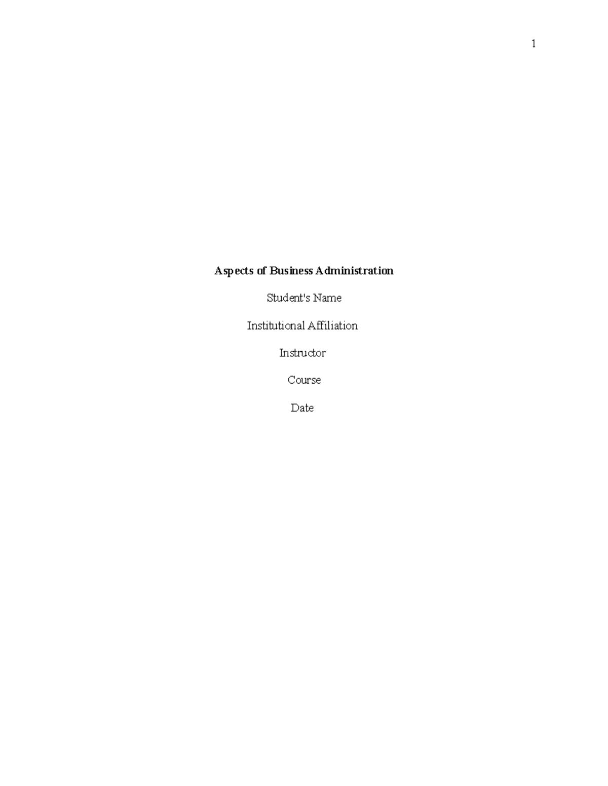 Aspects of Business Administration - Aspects of Business Administration ...