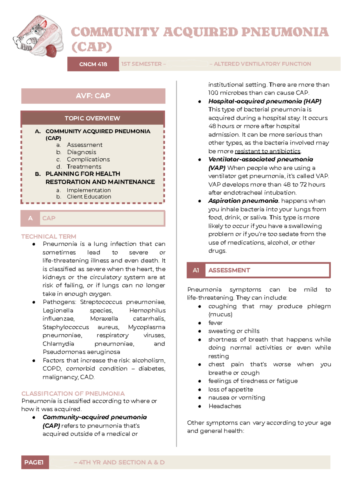 AVF CAP - Lecture about Community Acquired Pneumonia - AVF: CAP TOPIC ...