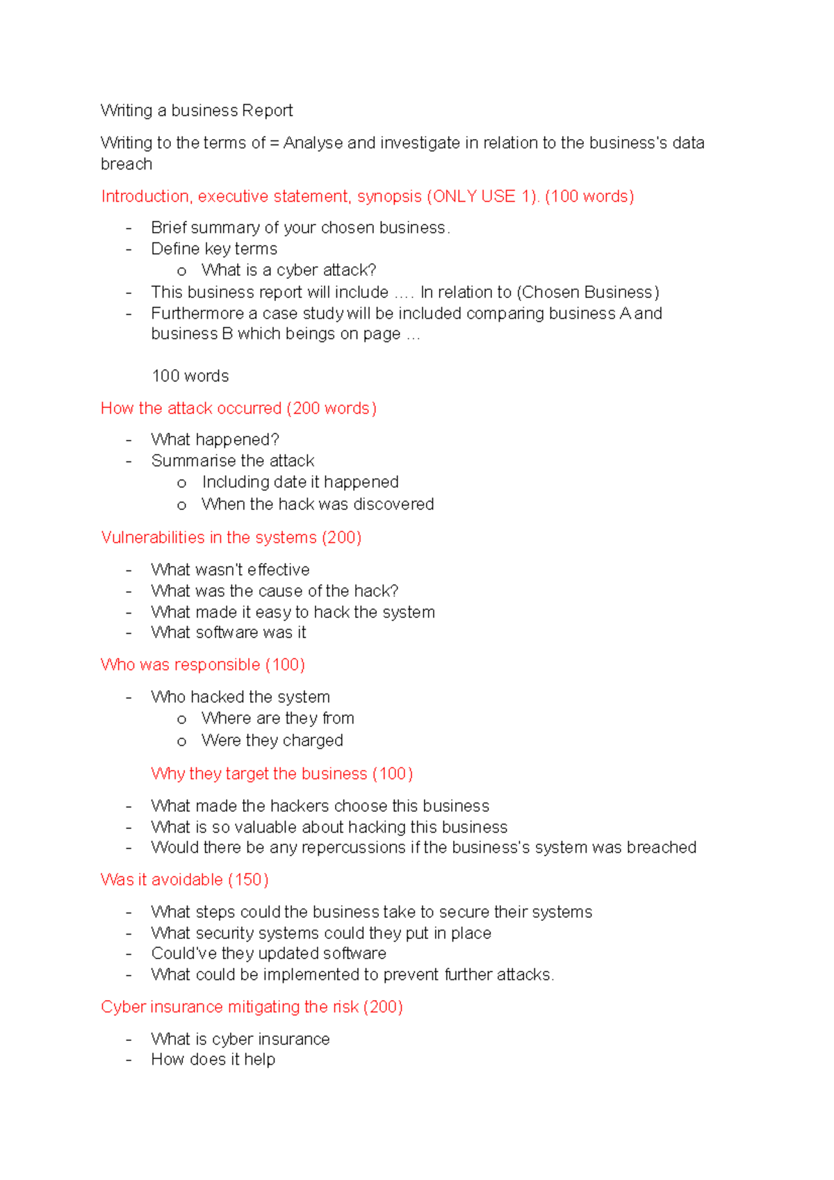 Business Report Structure - Writing A Business Report Writing To The ...