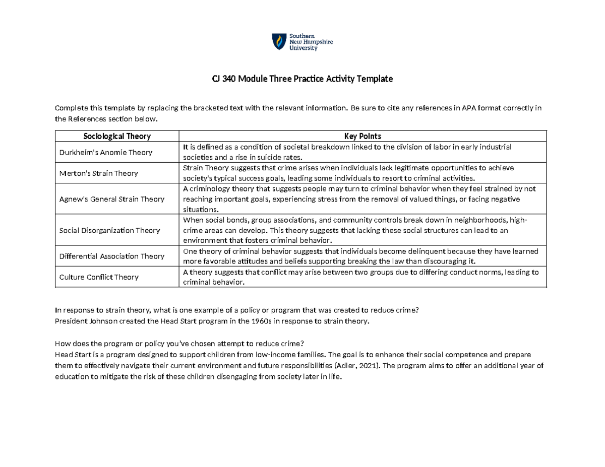 Cj 340 Module Three Practice Activity Template Cj 340 Module Three