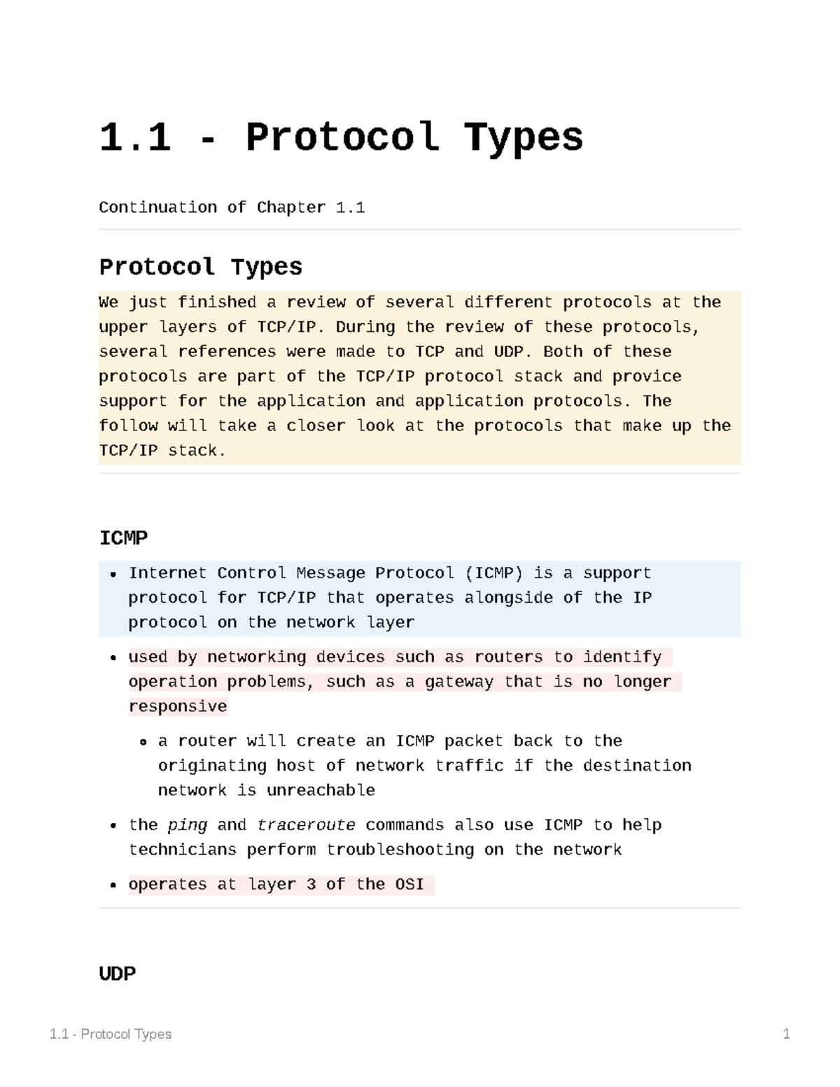 1.1 Protocol Types - IT273M1 CompTIA+ Network Review Guide, 4th Edition ...