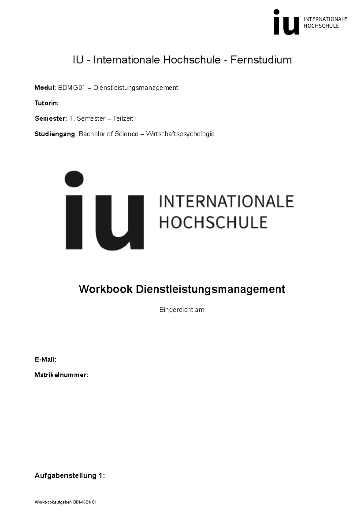Workbook Dienstleistungsmanagement - IU - Internationale Hochschule ...
