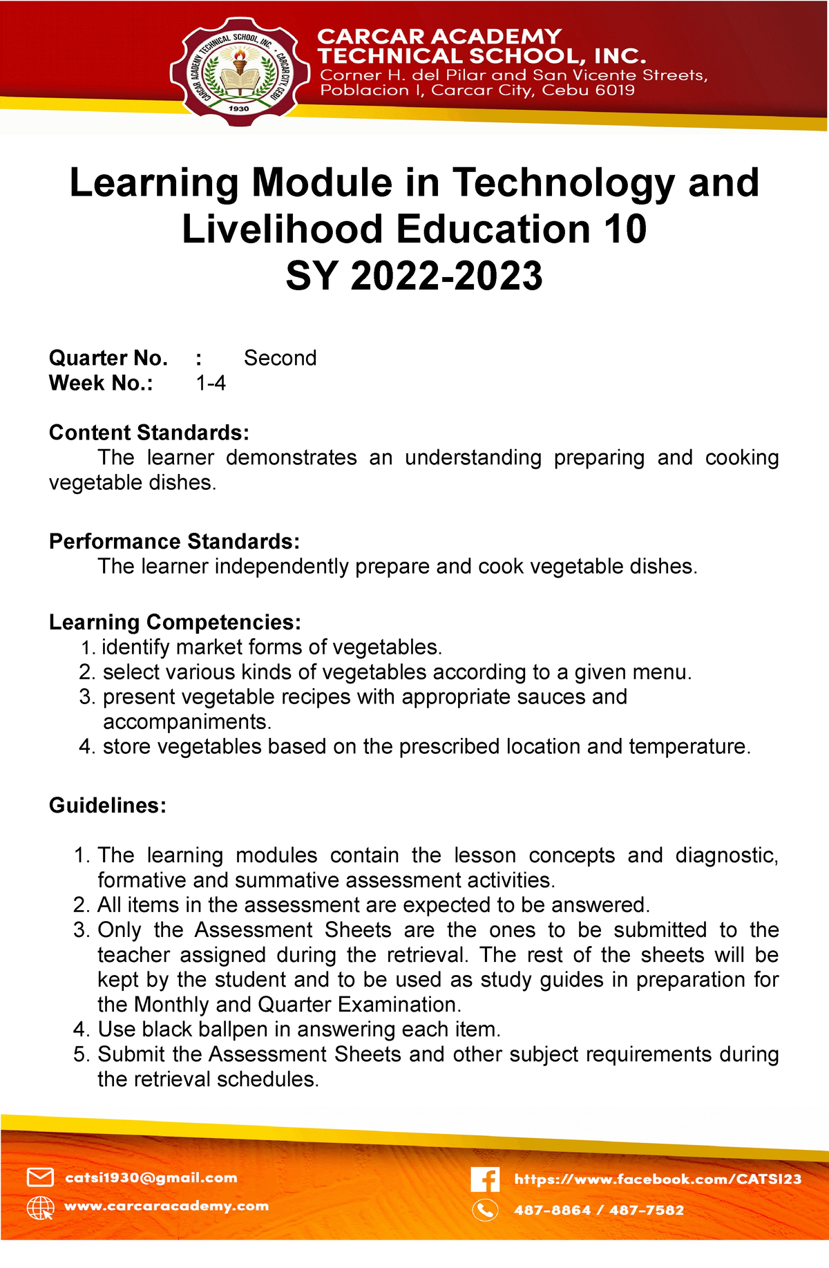 TLE Q2 WK 1 4 - Lessons - Learning Module In Technology And Livelihood ...