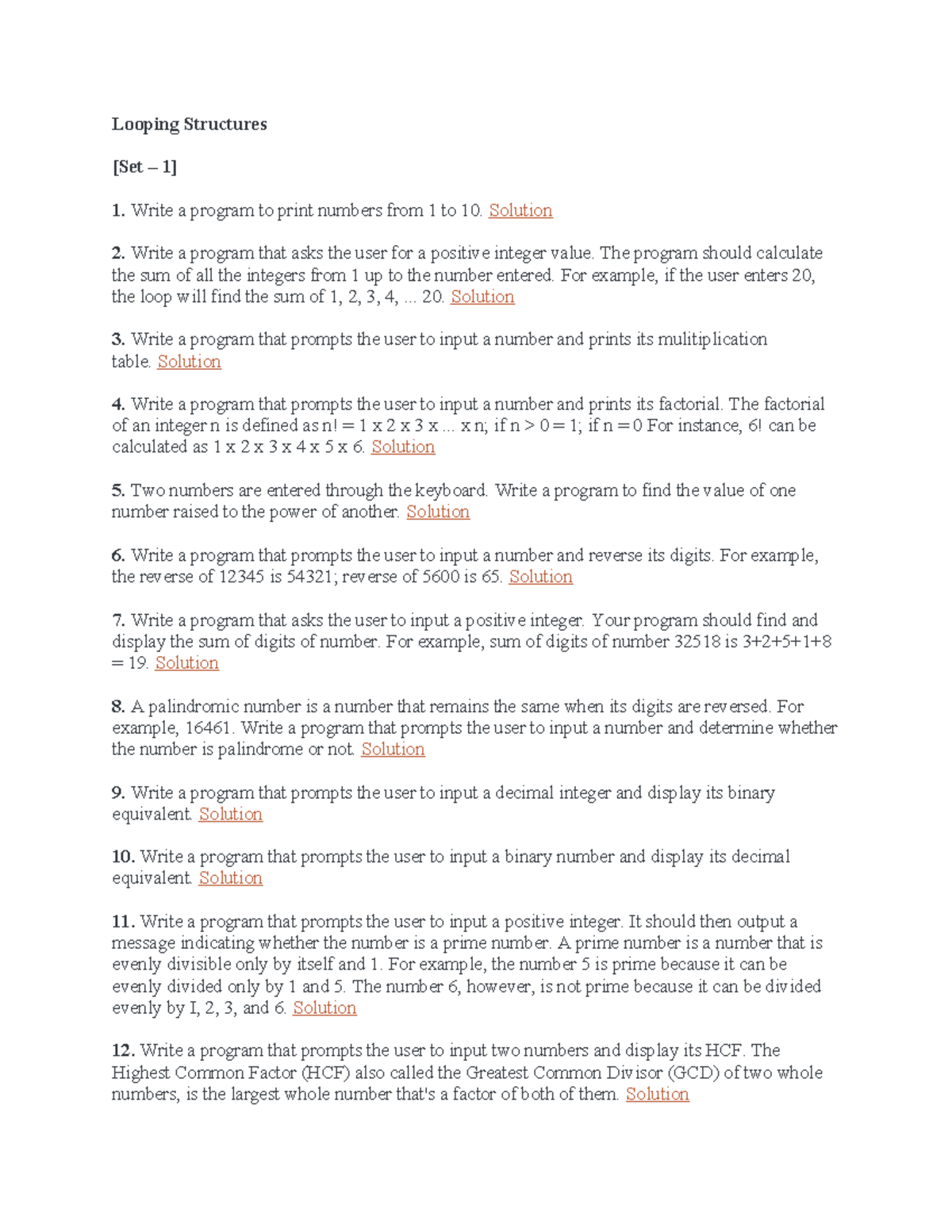 Looping Structures - Python Tuple Exercise with Solutions - Looping ...