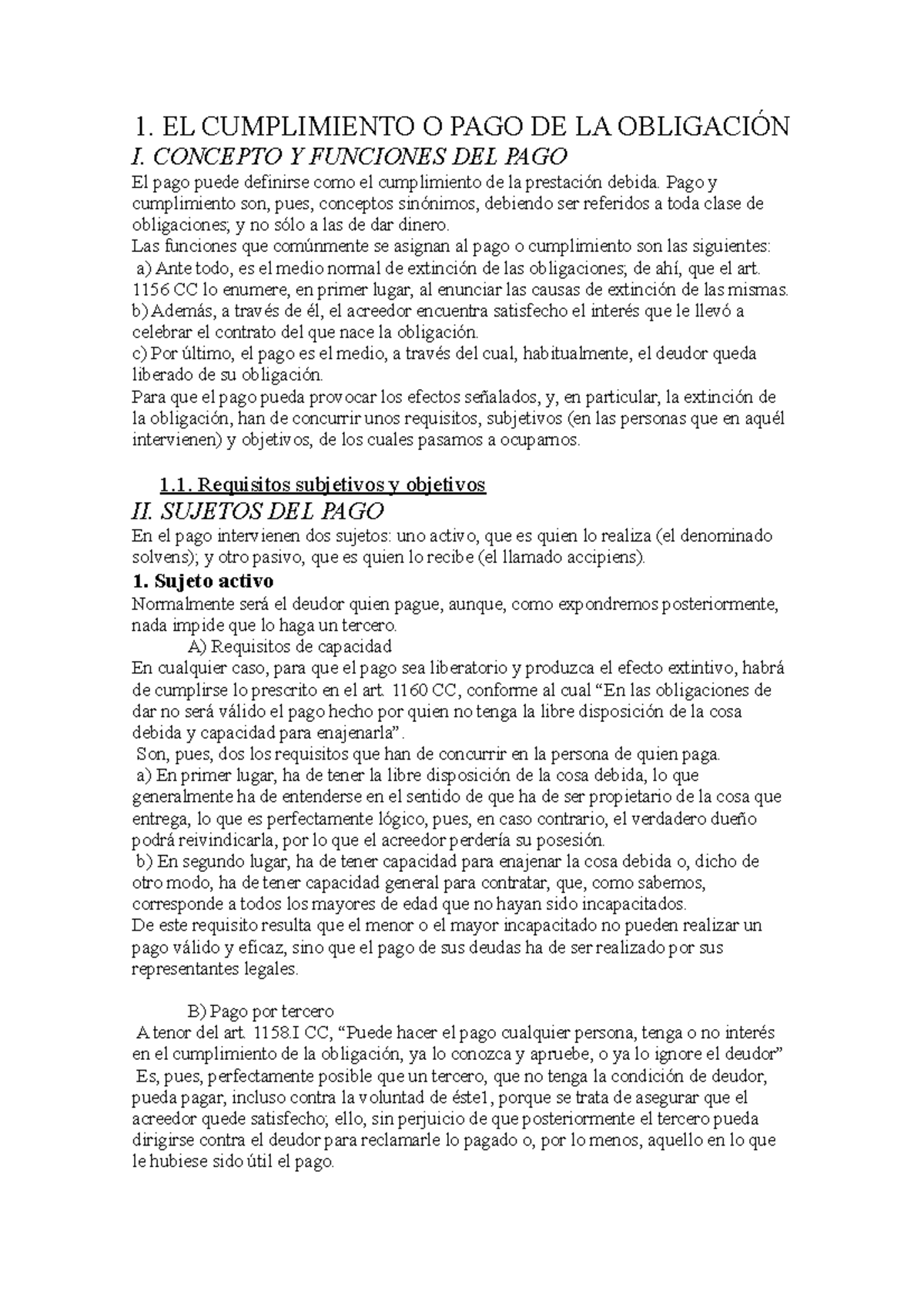 TEMA 2 CUMPLIMIENTO E INCUMPLIMIENTO DE LAS OBLIGACIONES - 1. EL ...