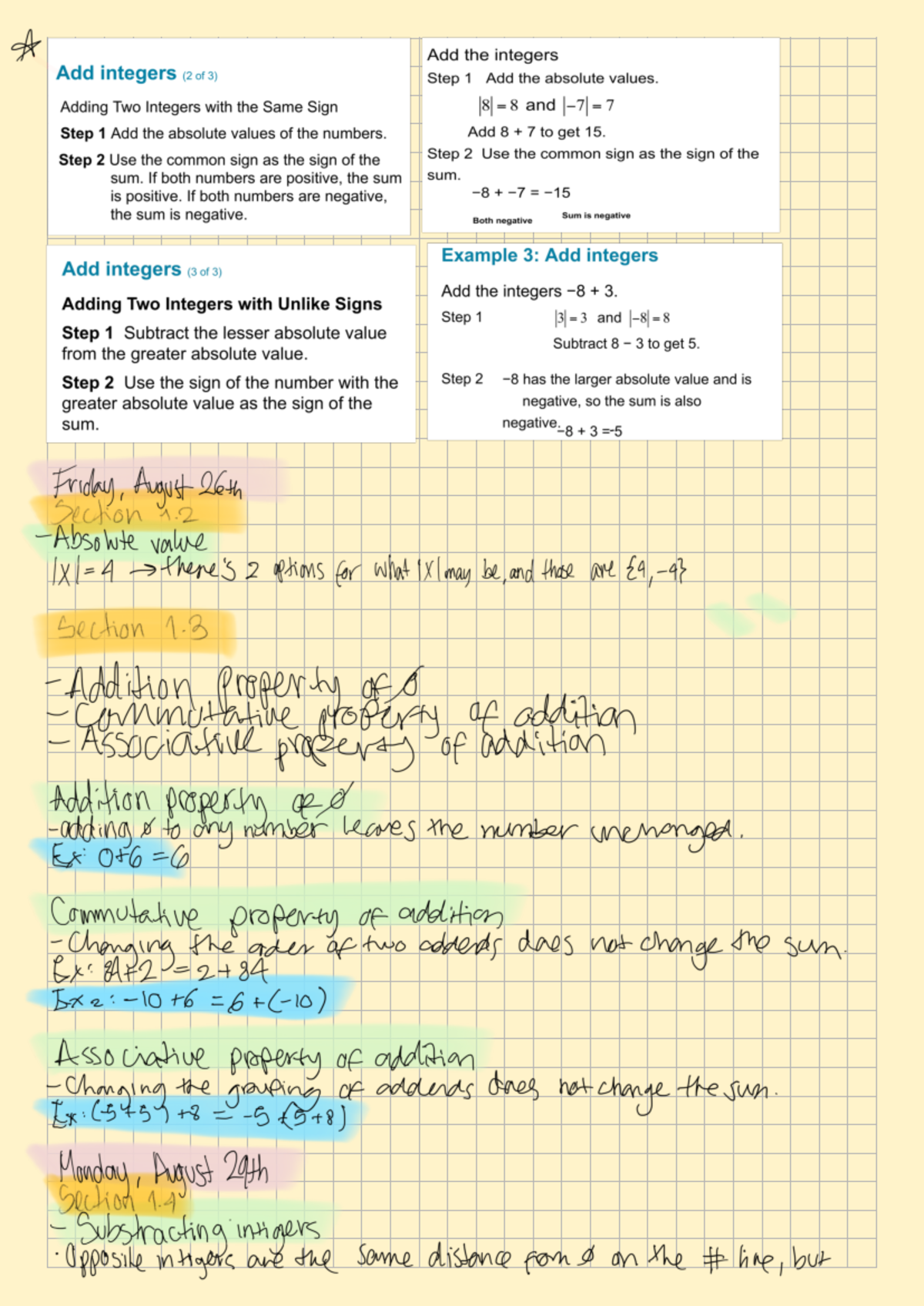 Essential math pw X - notes - Add the integers Add integers (2 of 3 ...