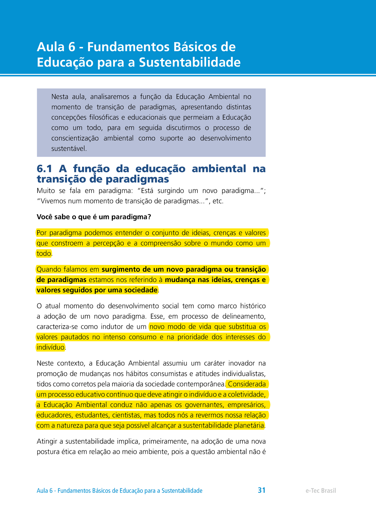 2.1 Fundamentos Básicos Para A Sustentabilidade - Aula 6 - Fundamentos ...