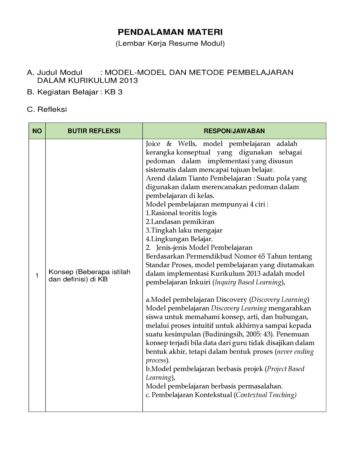 Resume KB3 FIX - PENDALAMAN MATERI (Lembar Kerja Resume Modul) A. Judul ...