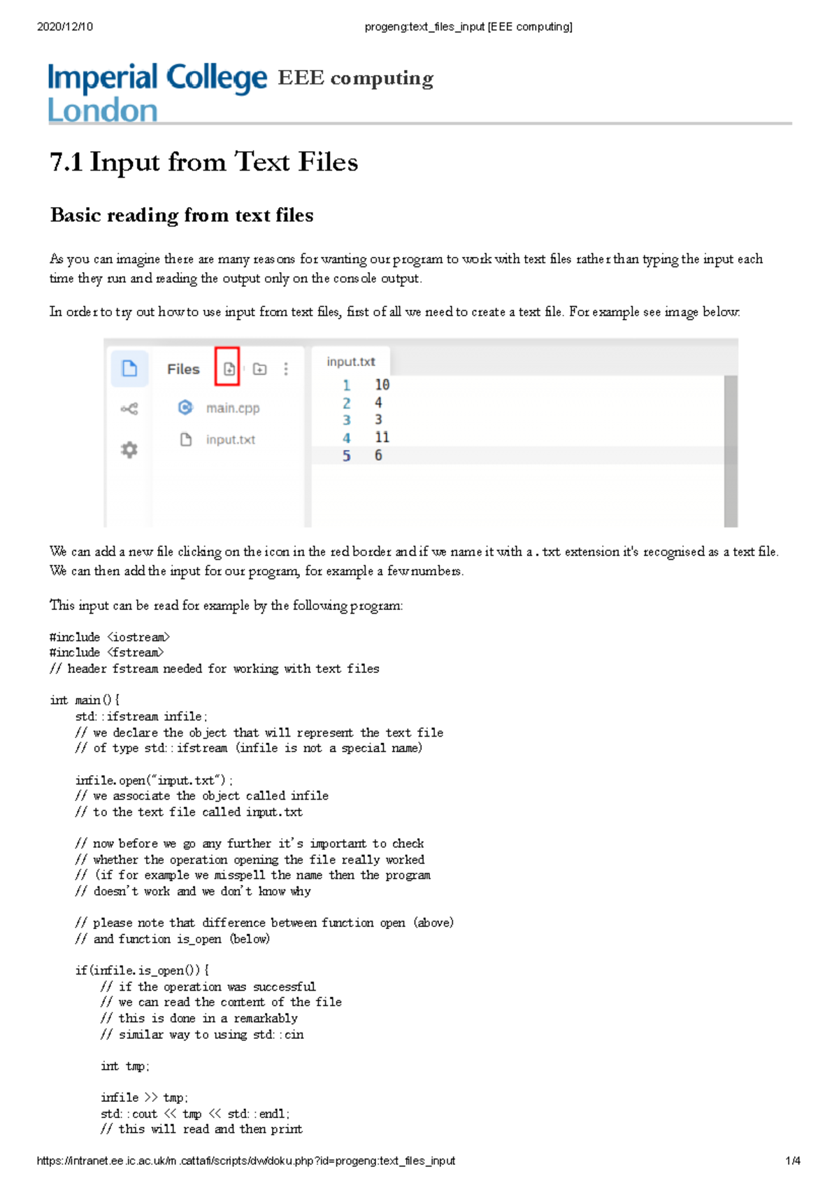 7 - programming - EEE computing 7 Input from Text Files Basic reading ...