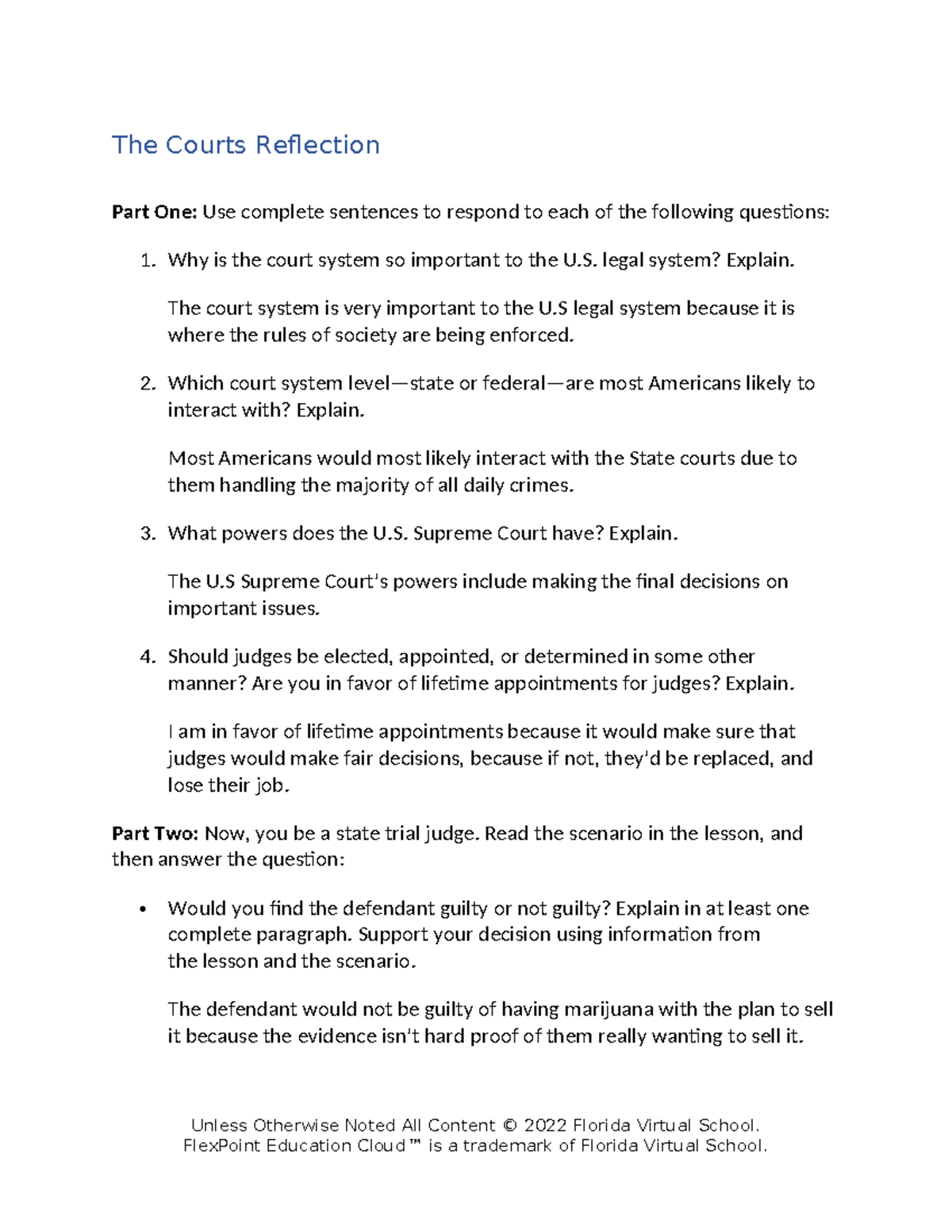 01 03 courts reflection - The Courts Reflection Part One: Use complete ...