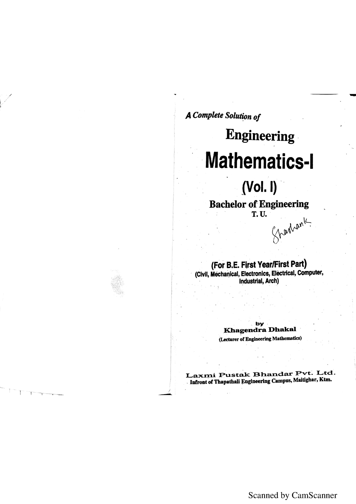 Engineering Mathematics Vol I Solution - Civil Engineering - Studocu