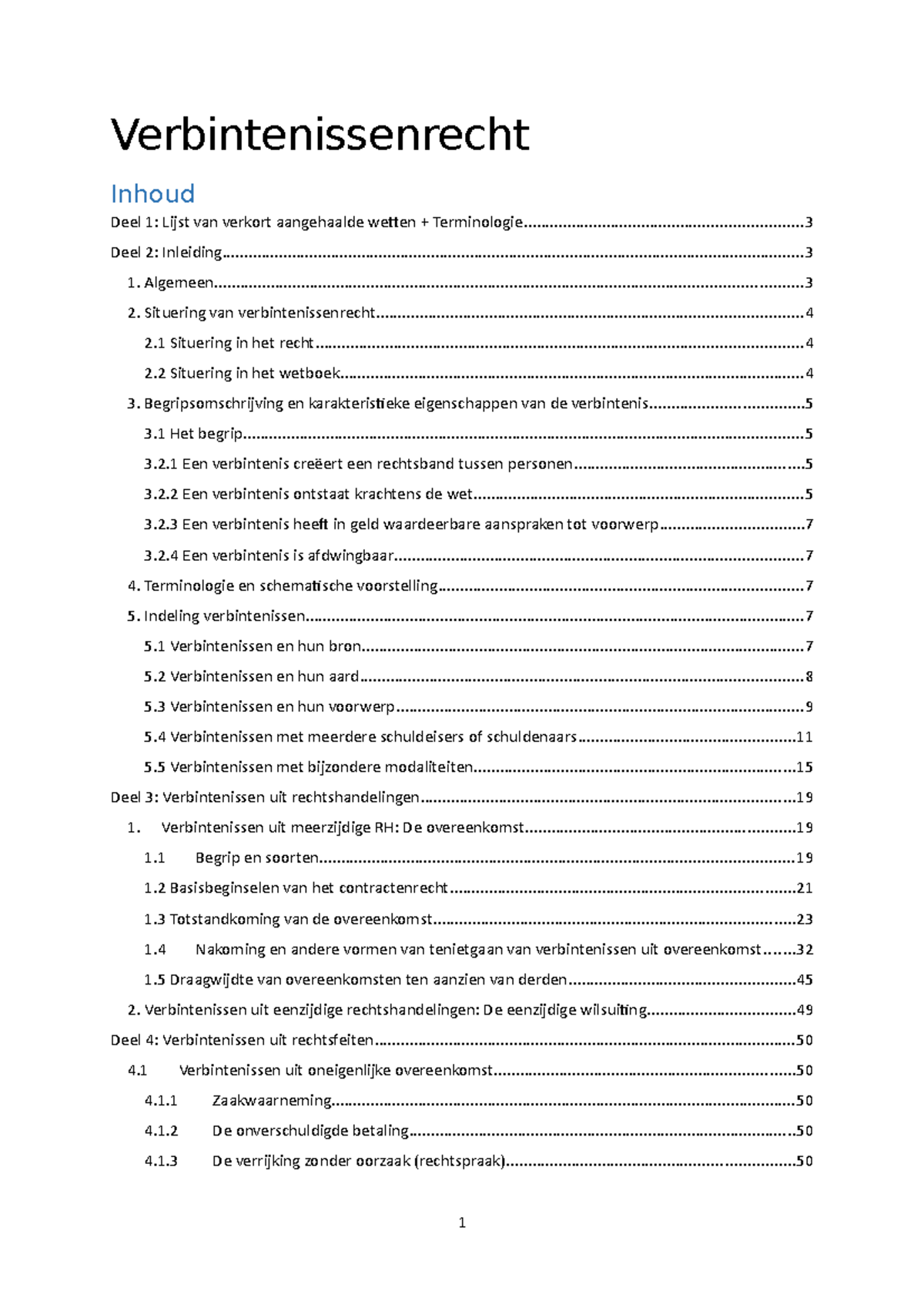 Verbintenissenrecht Volledige Samenvatting - Verbintenissenrecht Deel 1 ...