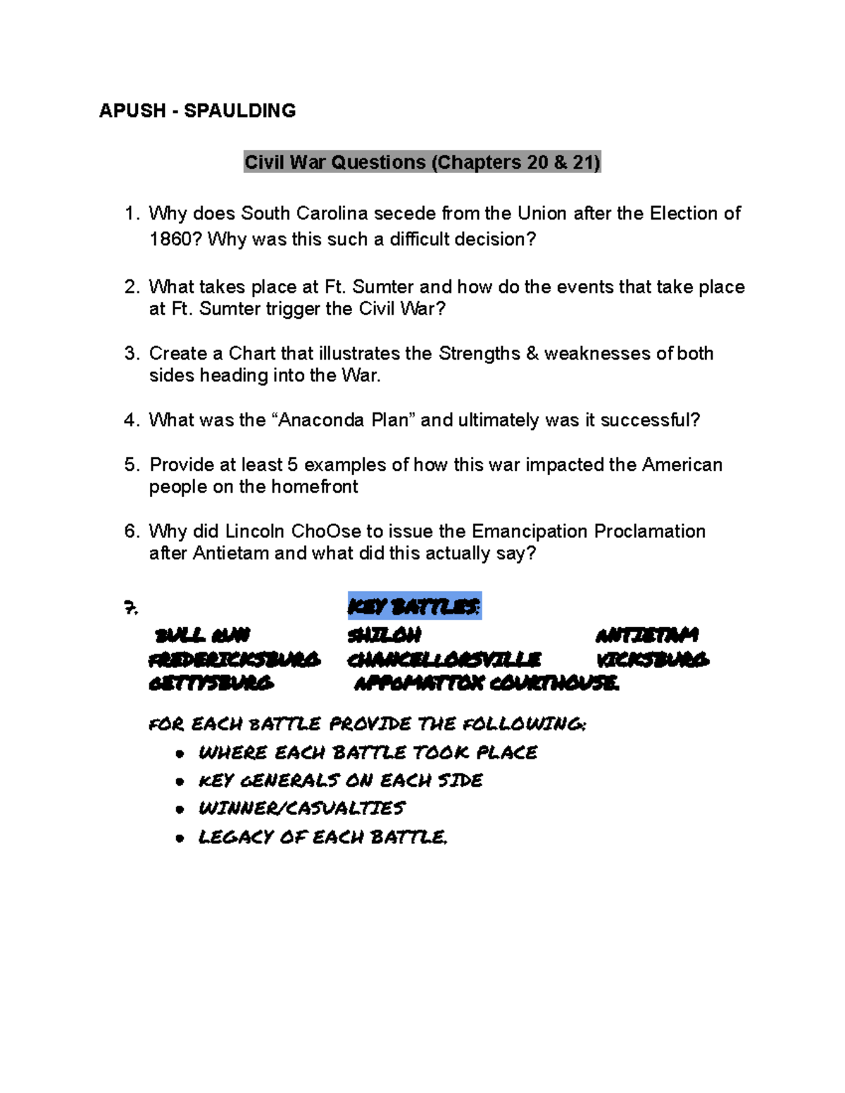 Apush Civil War Dbq: The Ultimate Study Guide - 3zm8dy3