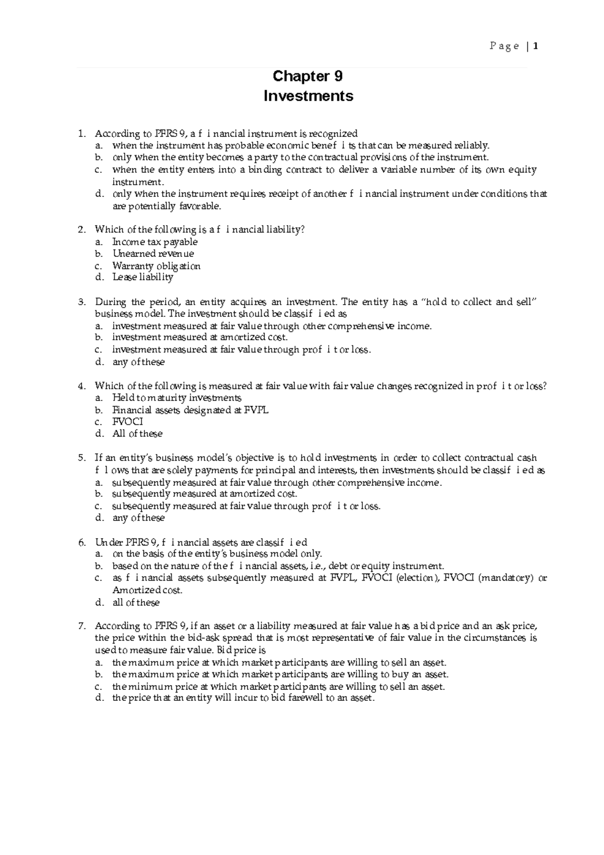 910quiz compress Chapter 9 Investments AccordingtoPFRS 9