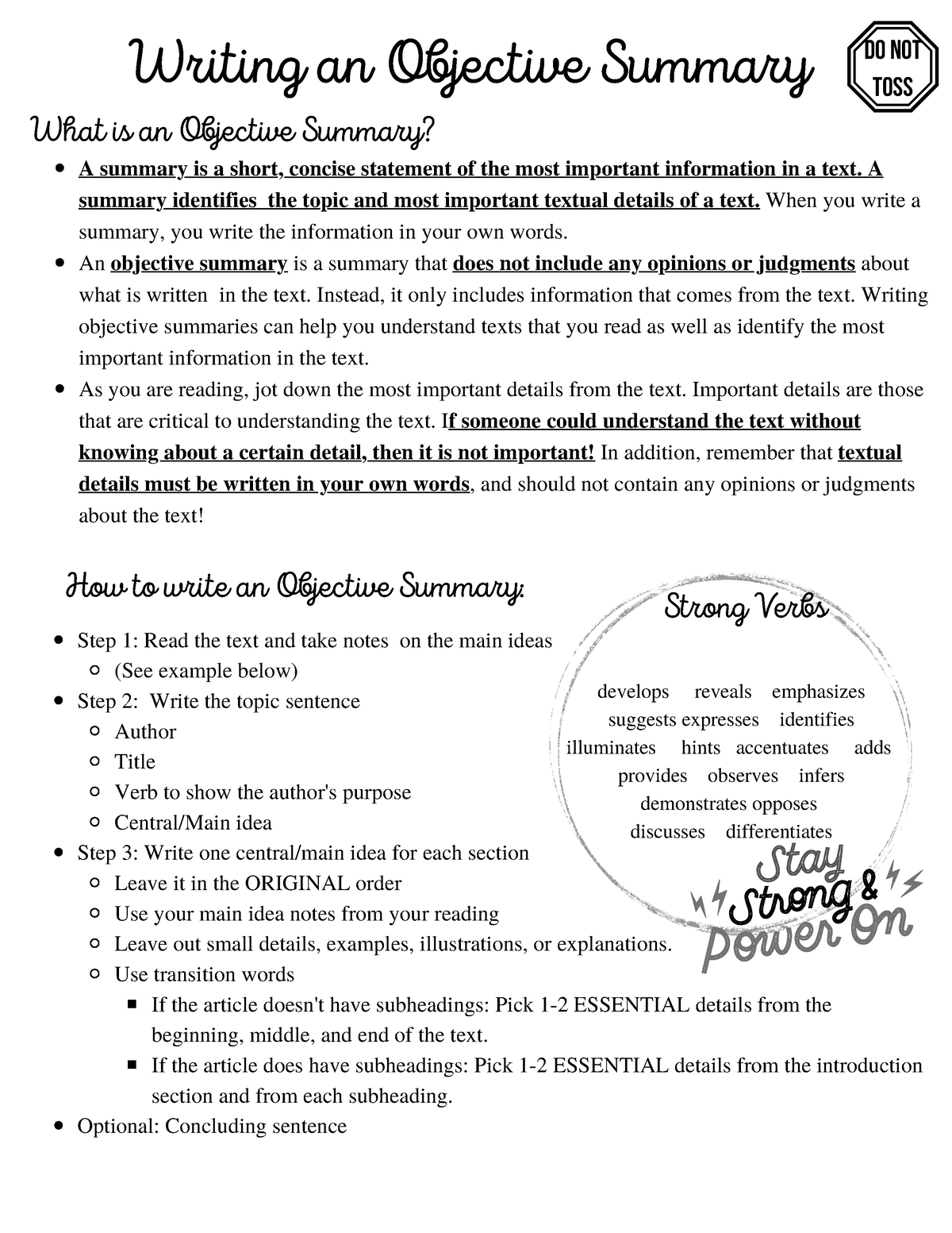 writing-an-objective-summary-handout-step-1-read-the-text-and-take-notes-on-the-main-ideas