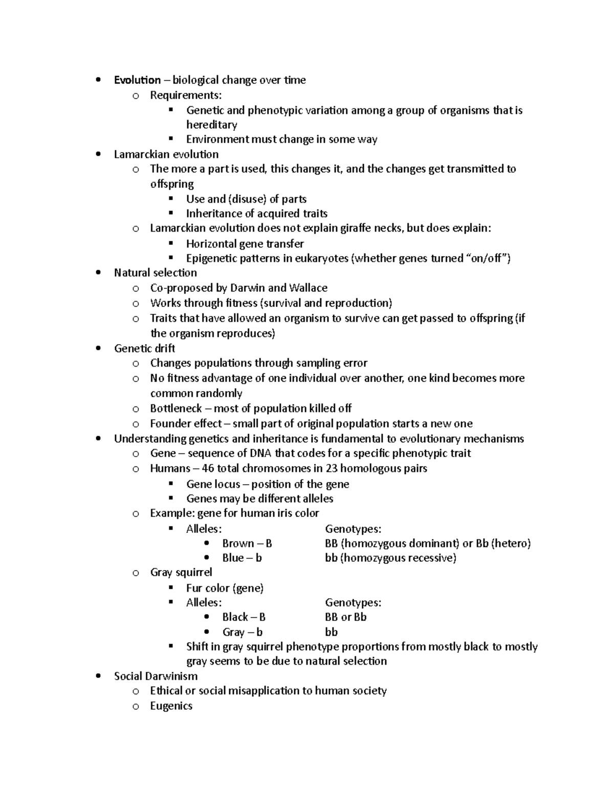 Biology II Population Genetics - Evolution – biological change over ...