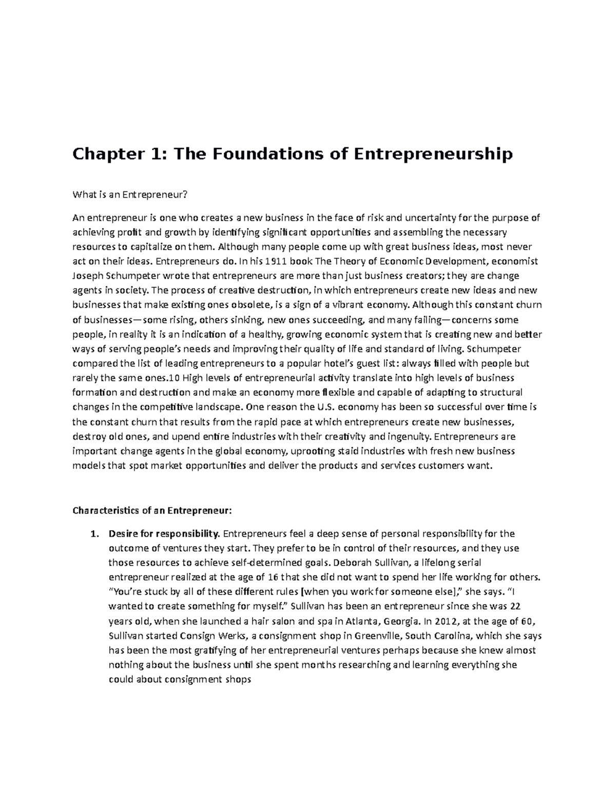 Entrepreneurship Notes Fall 22 Chapter 1 The Foundations Of Entrepreneurship Notes Fall 22 Chapter 1 The Foundations Of