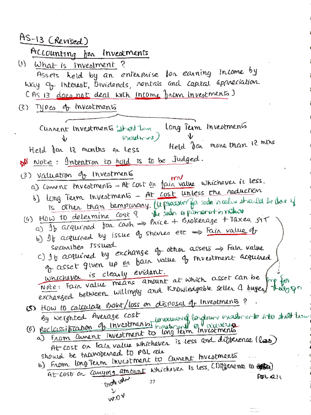 AS 13(revised) : Accounting for Investments , along with practical exam ...