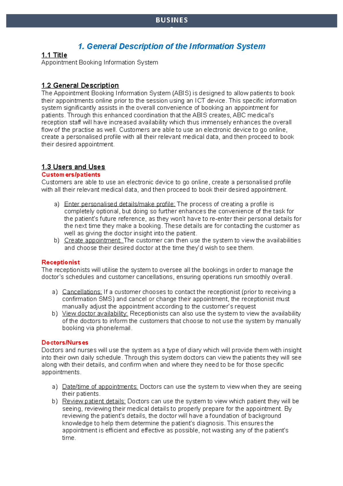 business information system assignment