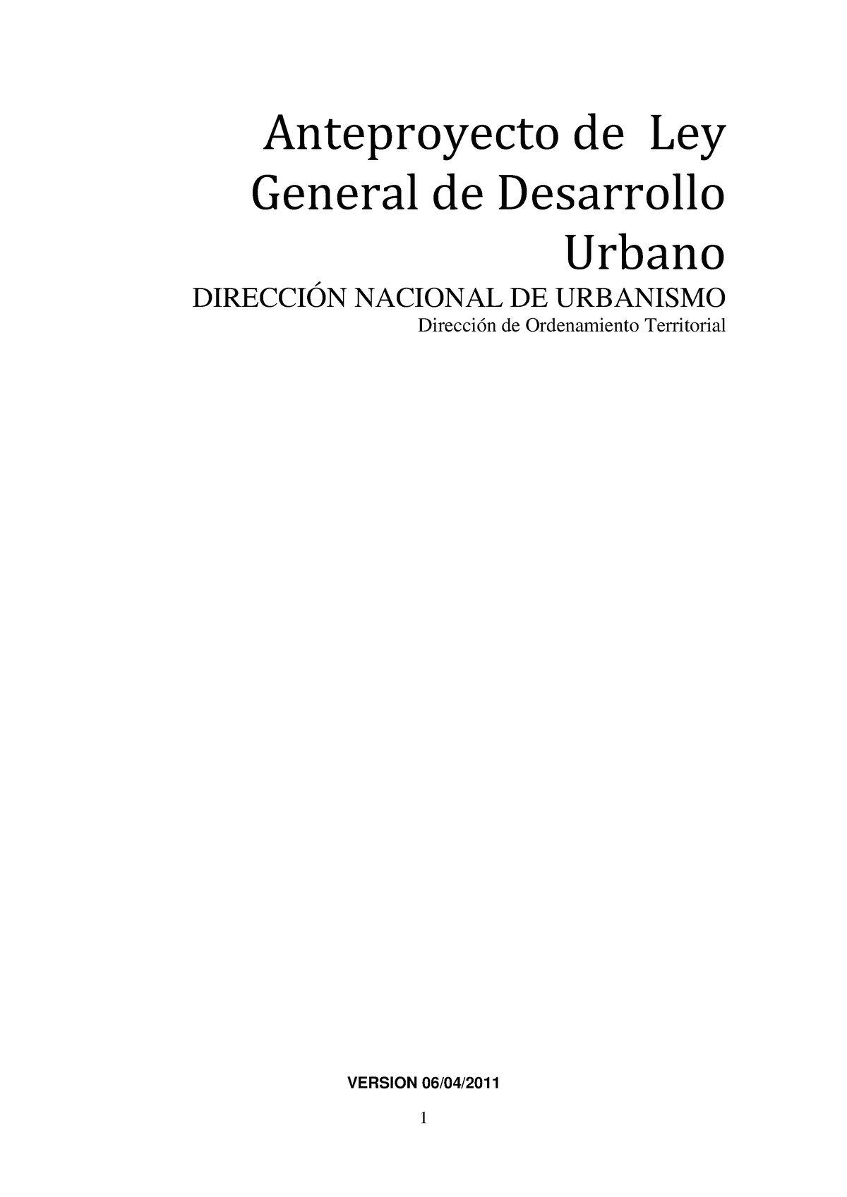 Anteproyecto De Ley General De Desarrollo Urbano - Anteproyecto De Ley ...