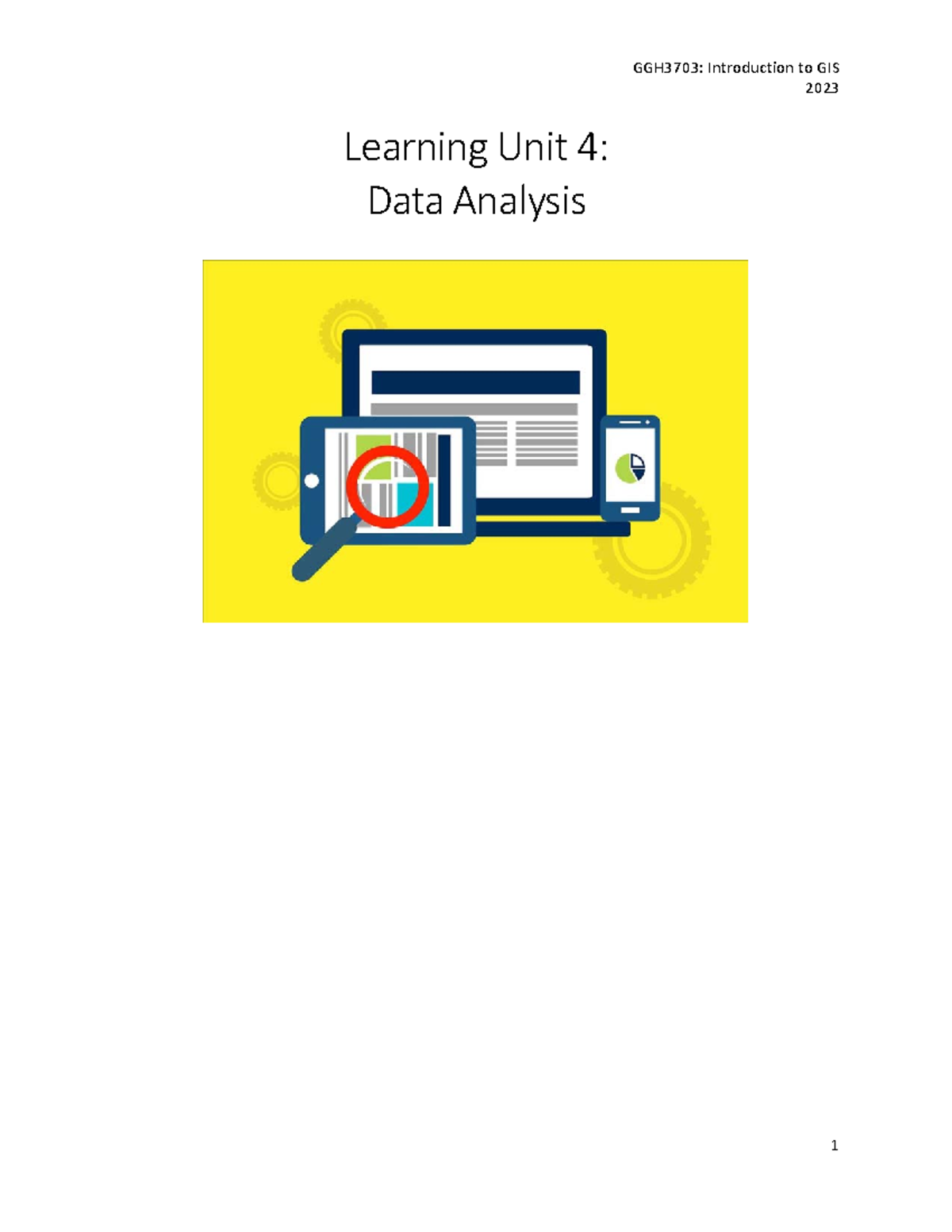 Learning unit 4 - 2023 Learning Unit 4: Data Analysis Contents - An ...