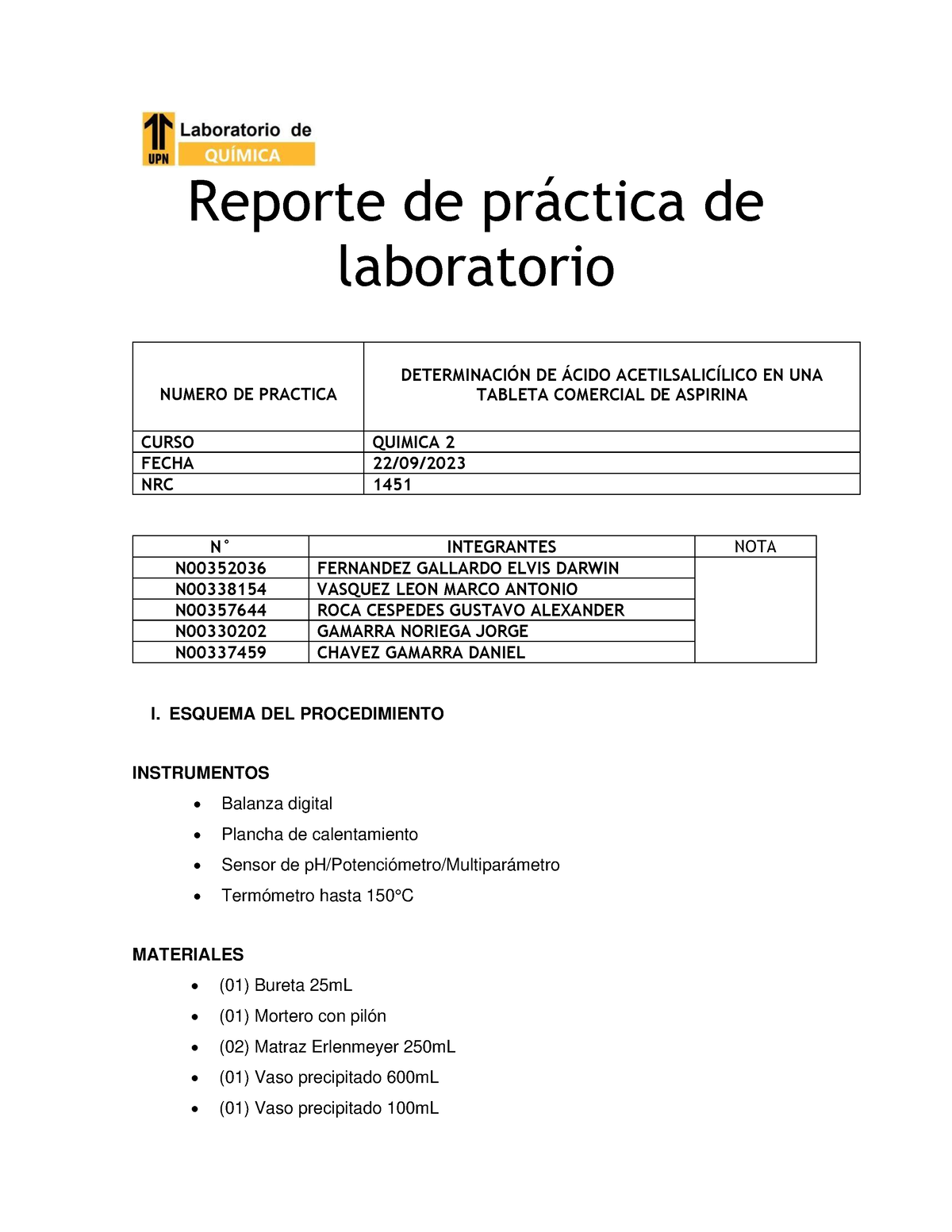 Reporte Laboratorio N° 5 - Reporte De Pr·ctica De Laboratorio NUMERO DE ...