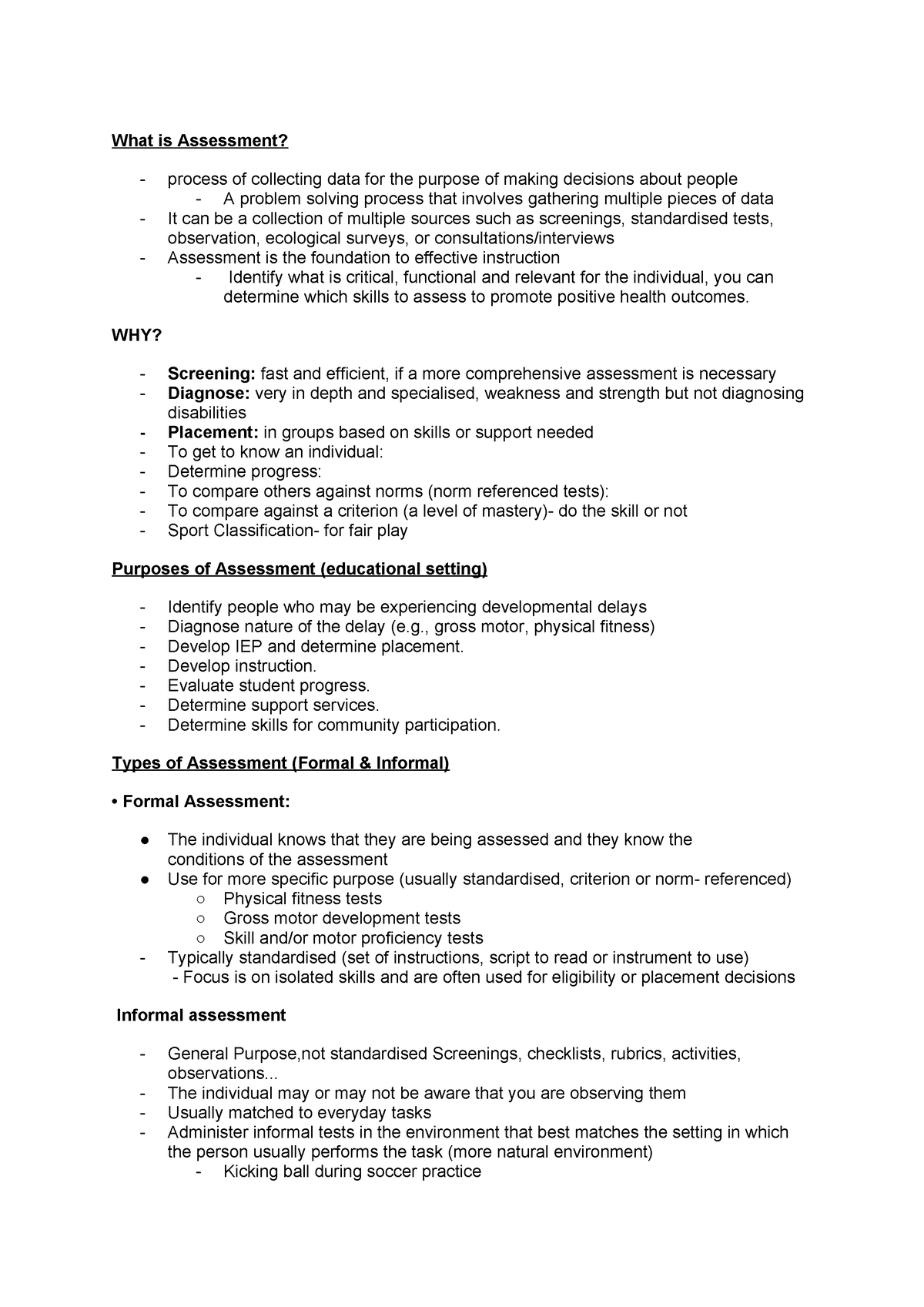 W3 Assessment +TGMD3 - What is Assessment? - process of collecting data ...