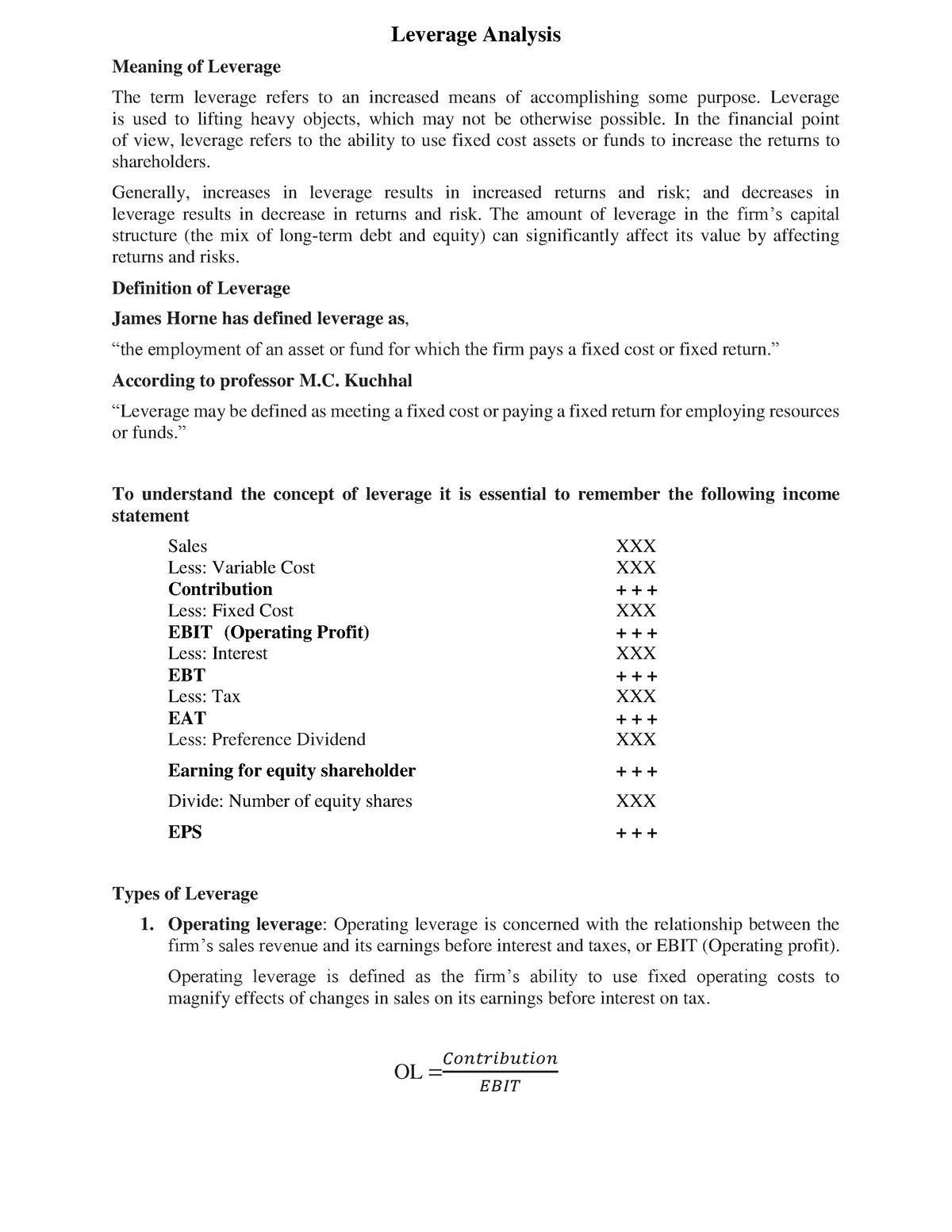 research paper on leverage analysis