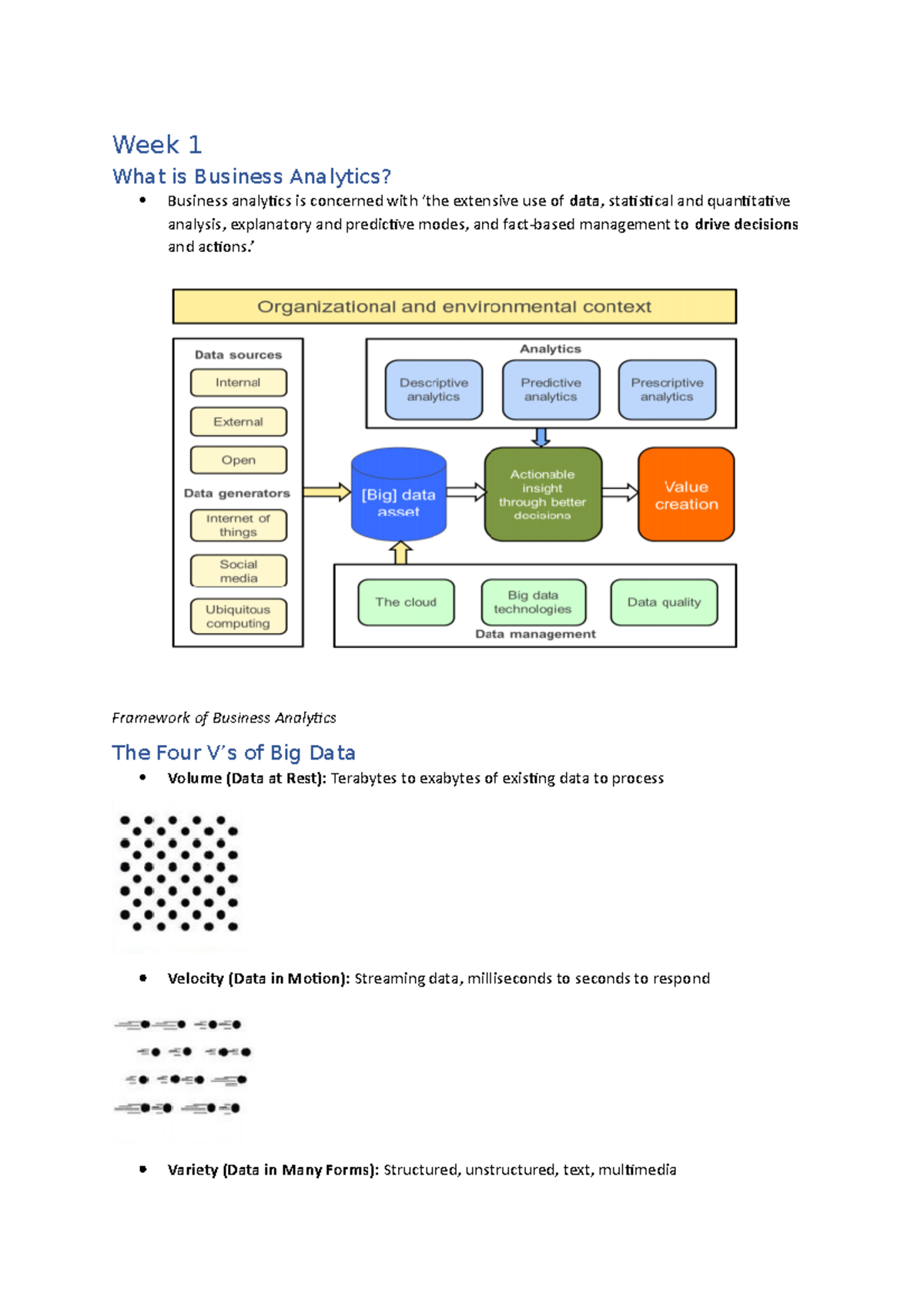 INFS3603 Notes - Week 1 What is Business Analytics? Business analytics ...