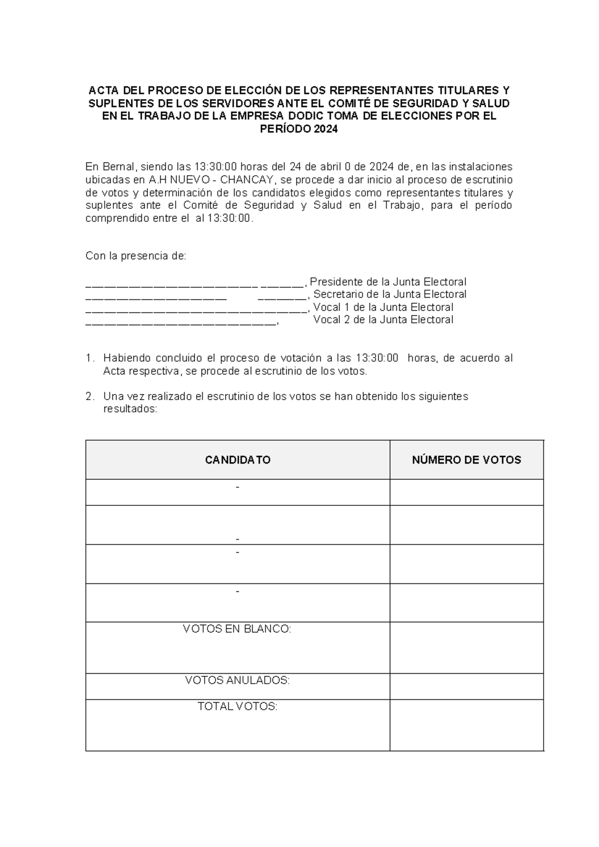 Anexo Nº 09 - Modelo de Acta del Proceso de Elección de los ...