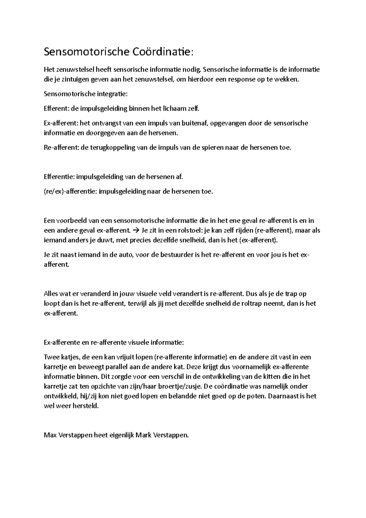 Hoorcollege 1 Sensomotorische Coördinatie 2021/2022 Afferent/Efferent ...