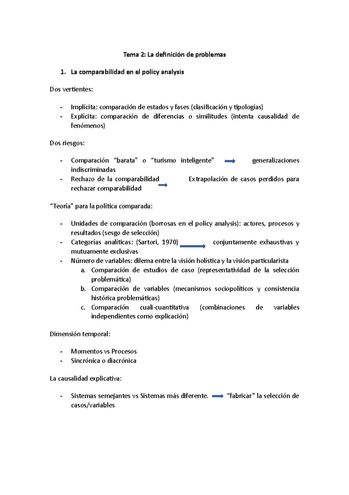 Tema 2 - apuntes - Tema 2: La definición de problemas La comparabilidad ...