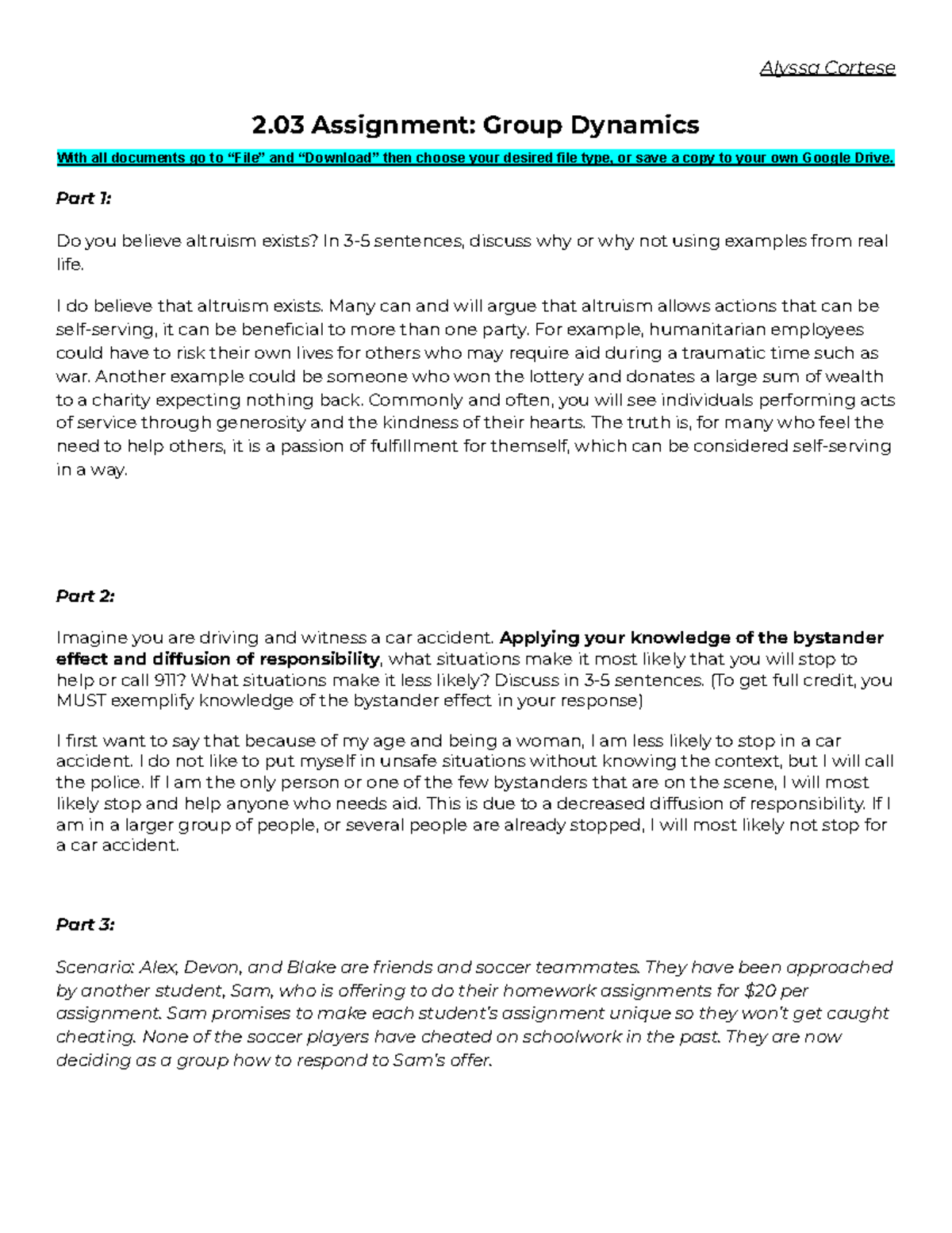 2.03 Assignment Group Dynamics - Alyssa Cortese 2 Assignment: Group ...