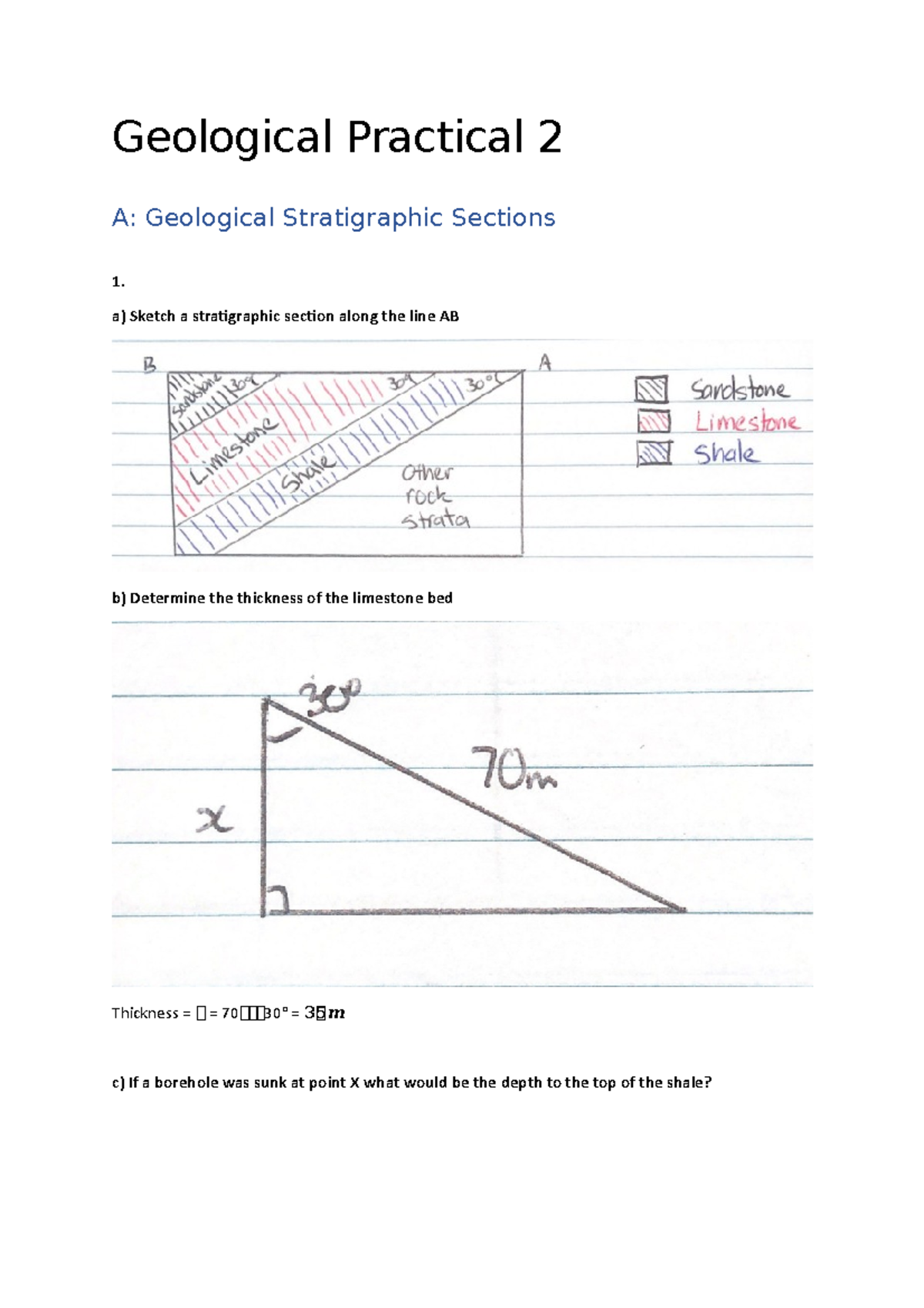 Engineering Geology Practical 2 - Geological Practical 2 A: Geological ...