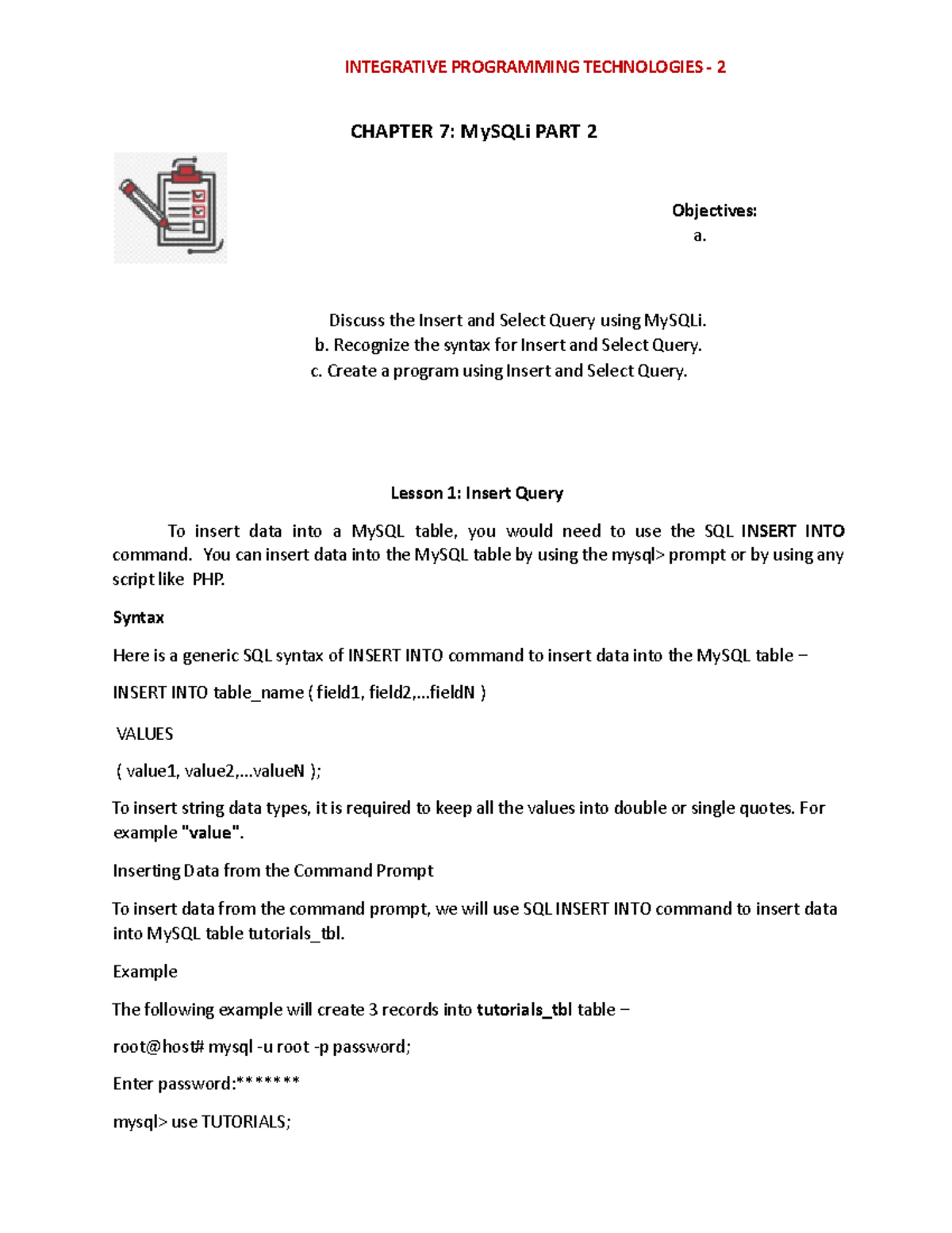 IPT2 Chapter 7 - PHP - MODULE INTEGRATIVE PROGRAMMING TECHNOLOGIES - 2 ...
