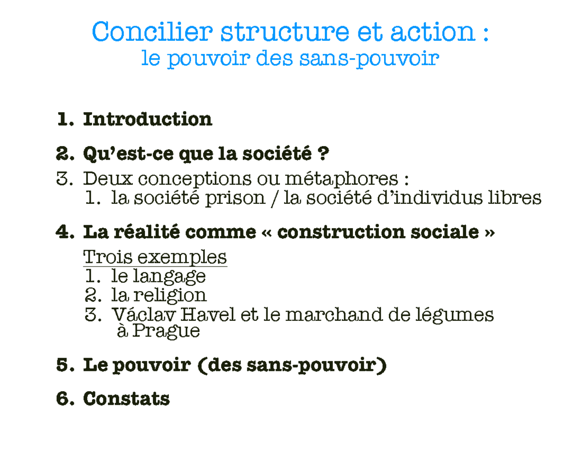 Cours10pouvoir socio Concilier structure et action le pouvoir