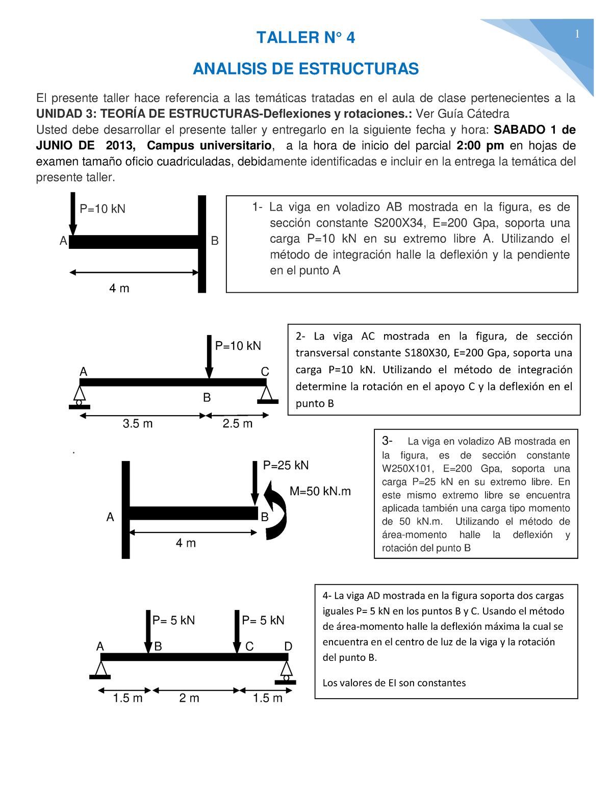 178209856 Taller 4 Analisis DE Estructuras Pdf - TALLER N° 4 ANALISIS ...