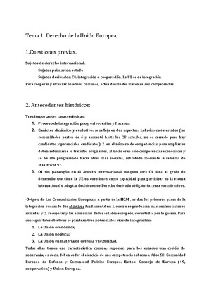TEMA 1 Origen Y Evolución Histórica DE LA Unión Europea - TEMA 1 ...