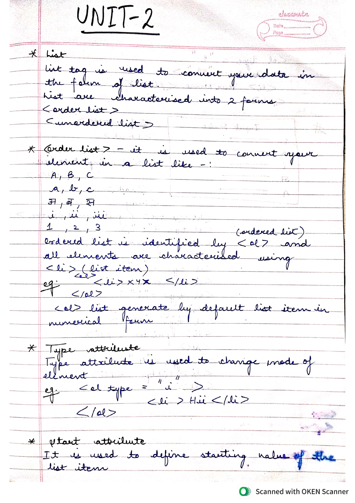 Web D Unit2 Hand written Class Notes - Web Designing - Studocu