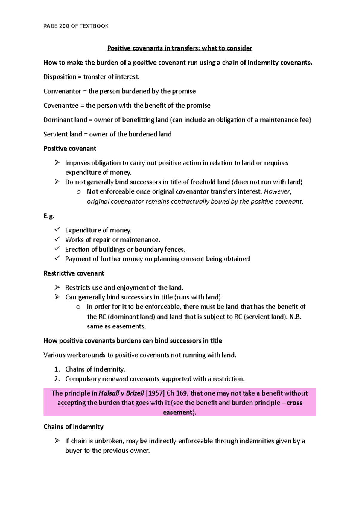 Practical Law Note - PAGE 200 OF TEXTBOOK Positive covenants in ...