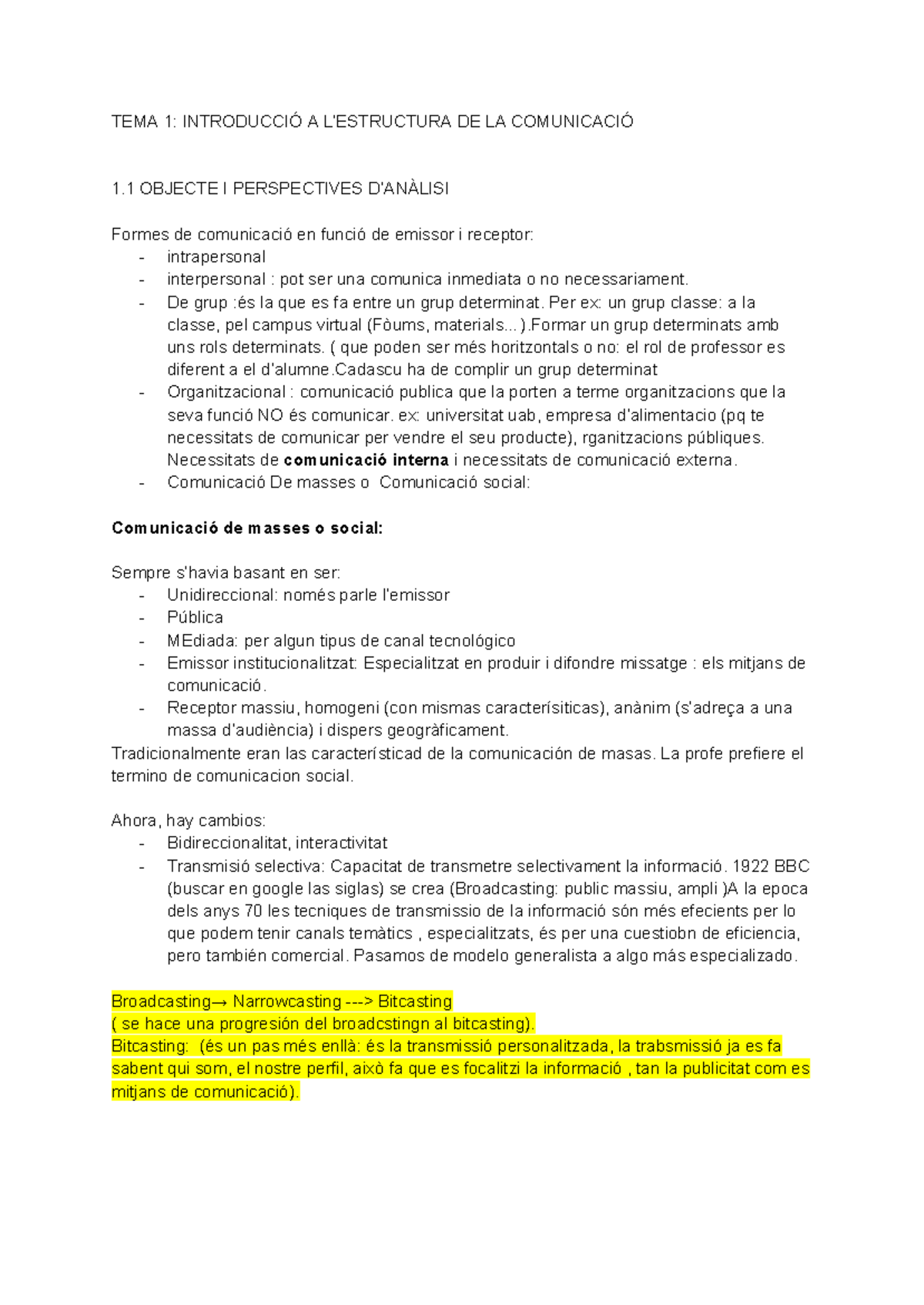 Estructura de la comunicació - TEMA 1: INTRODUCCIÓ A L’ESTRUCTURA DE LA ...