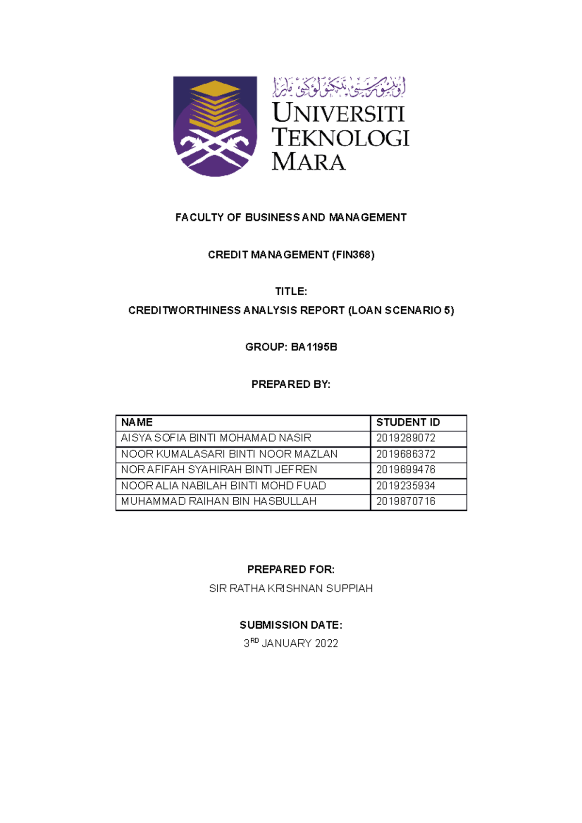 group assignment fin368