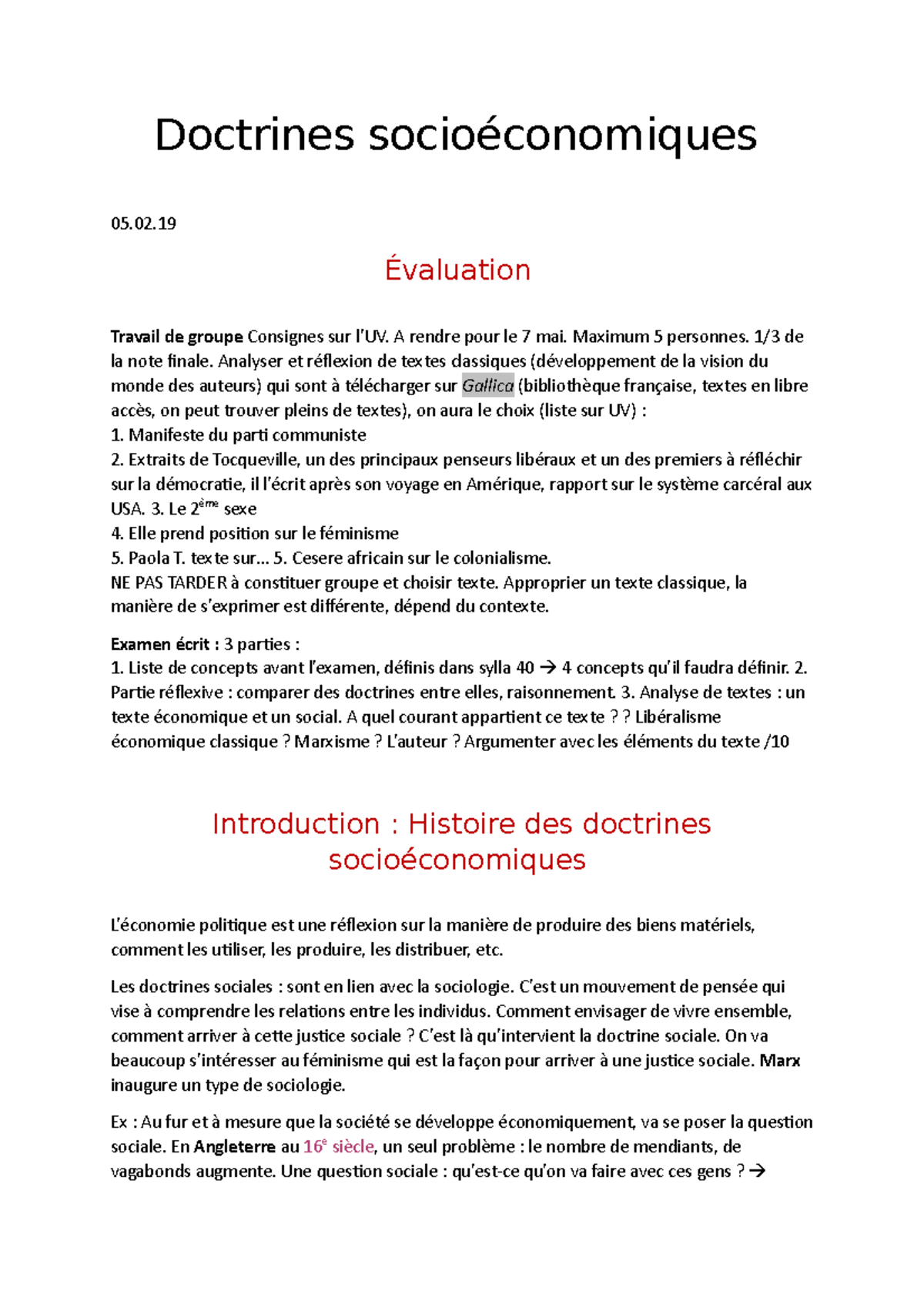 Doctrines-socio-économiques - Doctrines Socioéconomiques 05. Évaluation ...