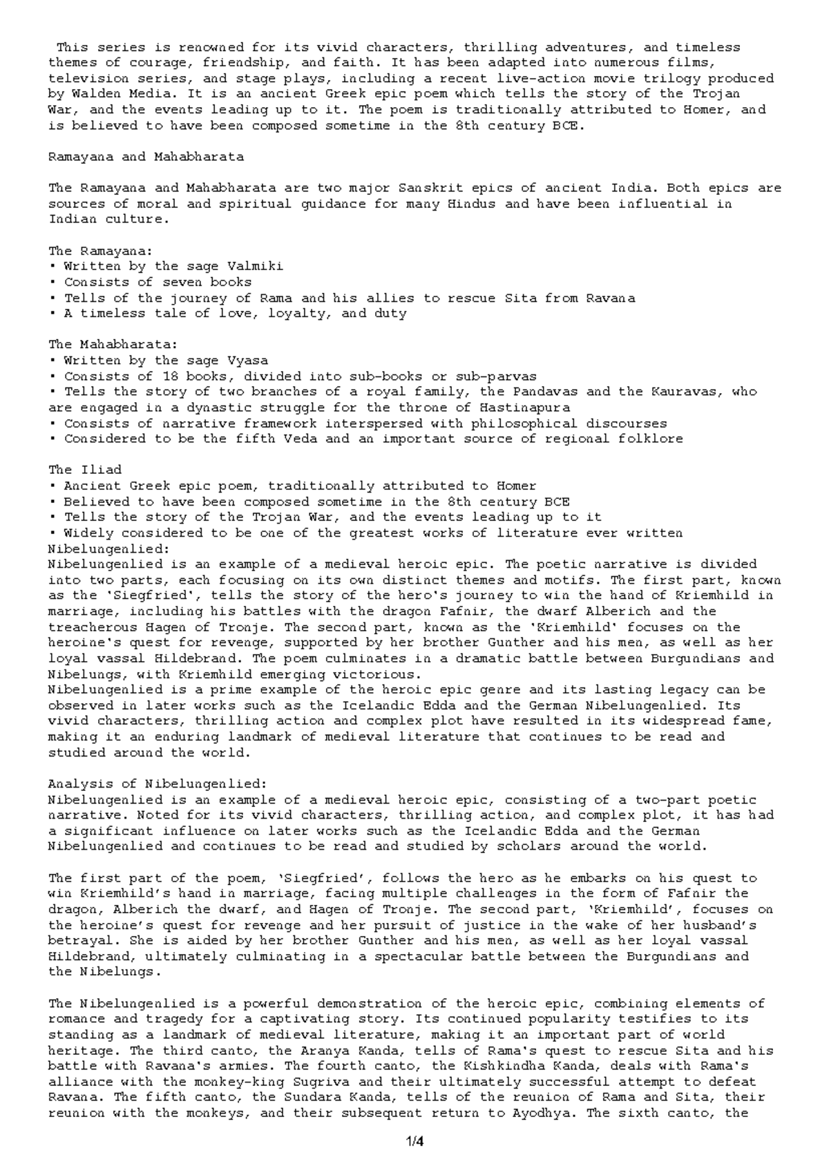 World Literature 2 - Lecture Notes - This series is renowned for its ...